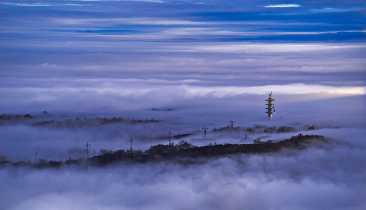 landscape, cloud, mist, fog, winter, mountain, countryside, nature, cold, clermont ferrand, puy de dôme, france, europe
