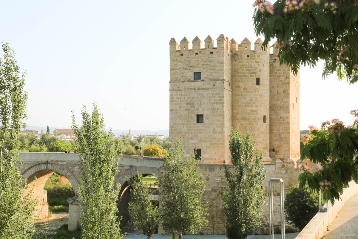 a castle with a bridge in the middle of it