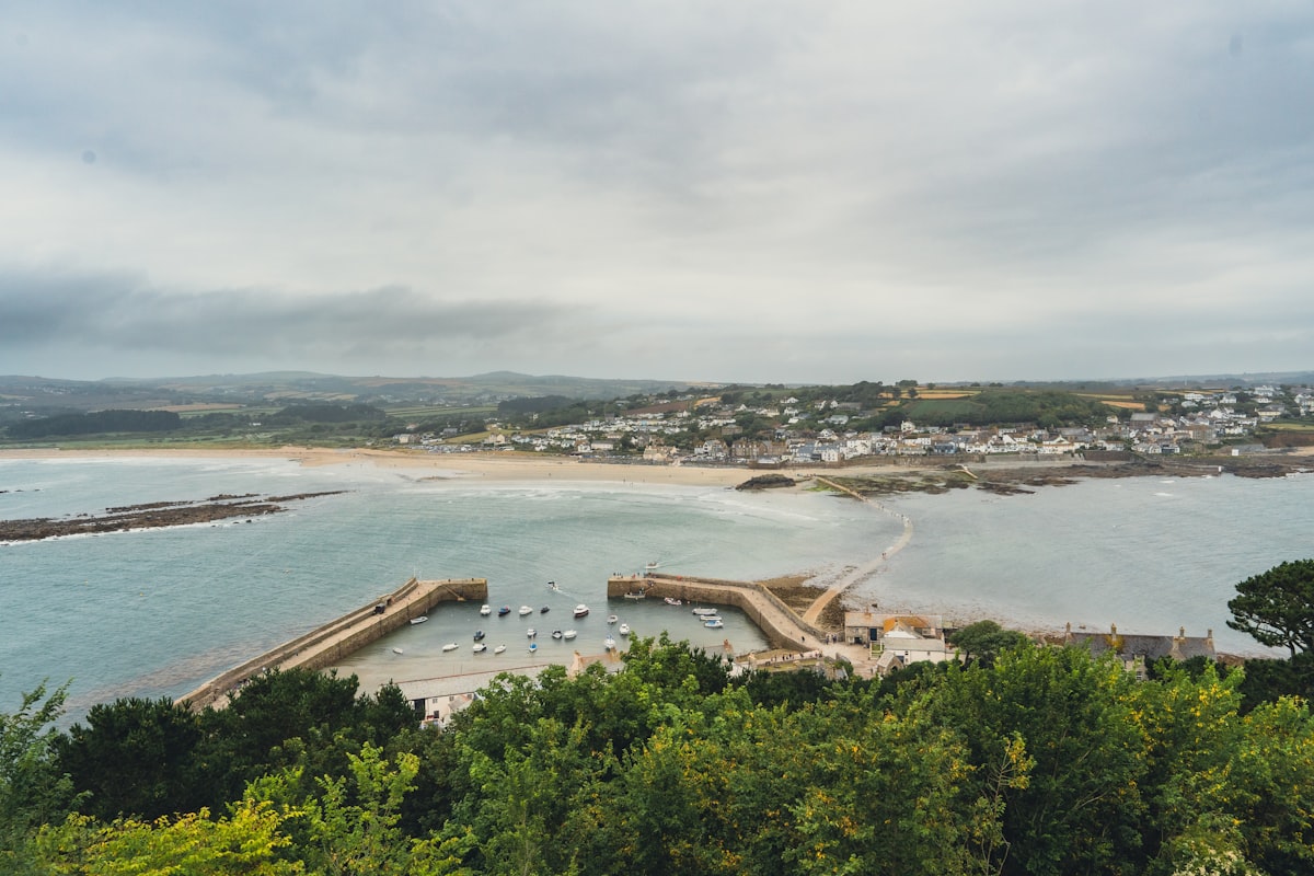 a city next to a body of water
