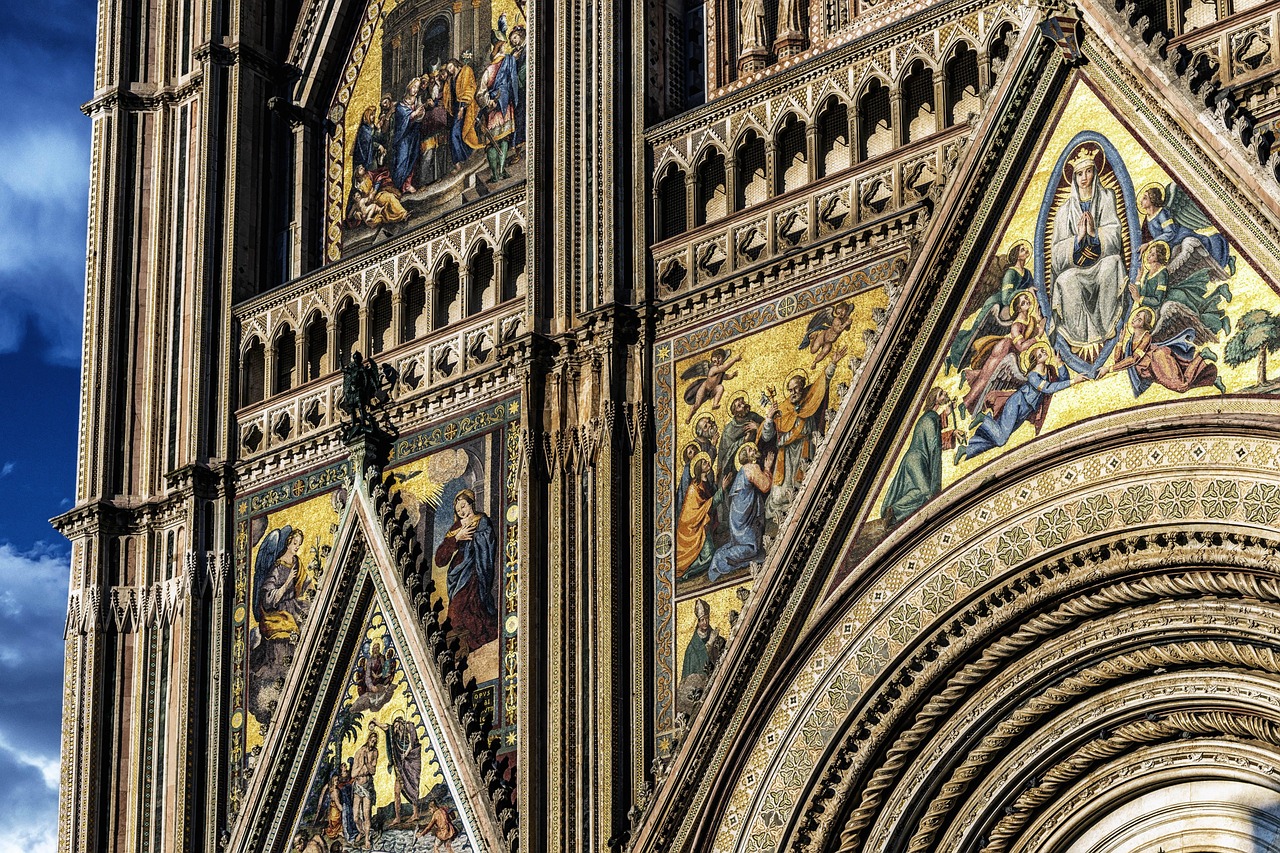 cathedral, facade, italy, orvieto, dom, church, roman, sightseeing, evening sun, medieval, detail, golden, story, bible, assumption day, architecture, shine, reflection, art, gothic, catholic, impressive, precious, orvieto, orvieto, orvieto, orvieto, orvieto