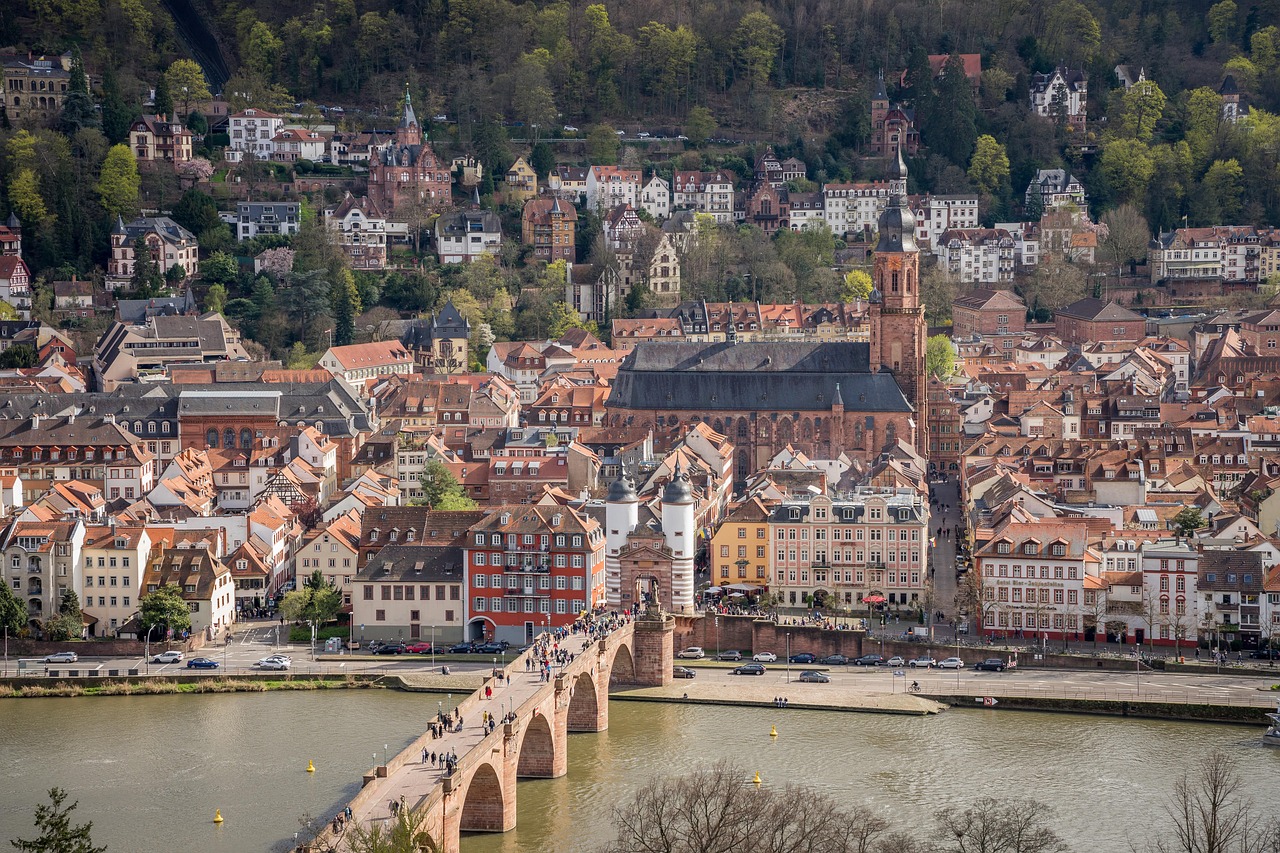 heidelberg, neckar, germany, baden württemberg, baden-wuerttemberg, historic center, building, southern germany, architecture, city, bridge, flow, cityscape, castle, heidelberger schloss