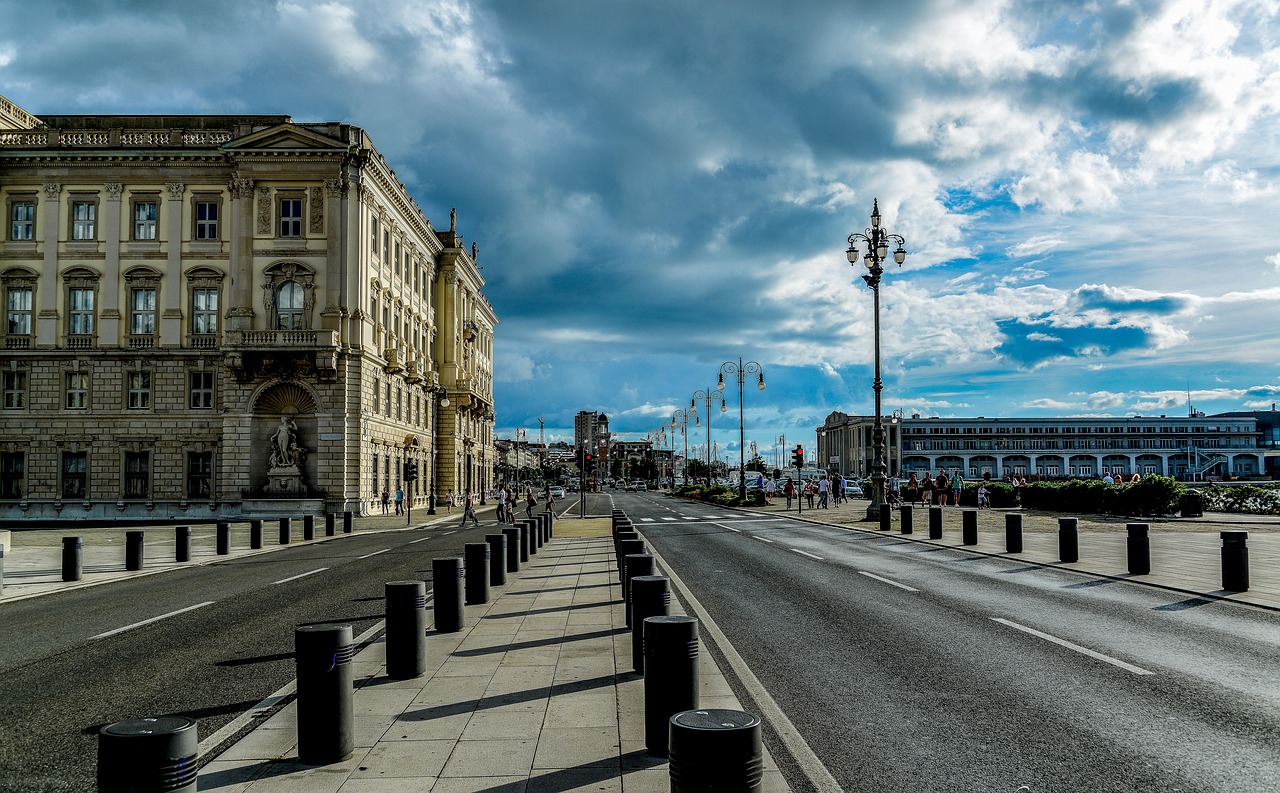 trieste, panorama, nature, square, street, clouds