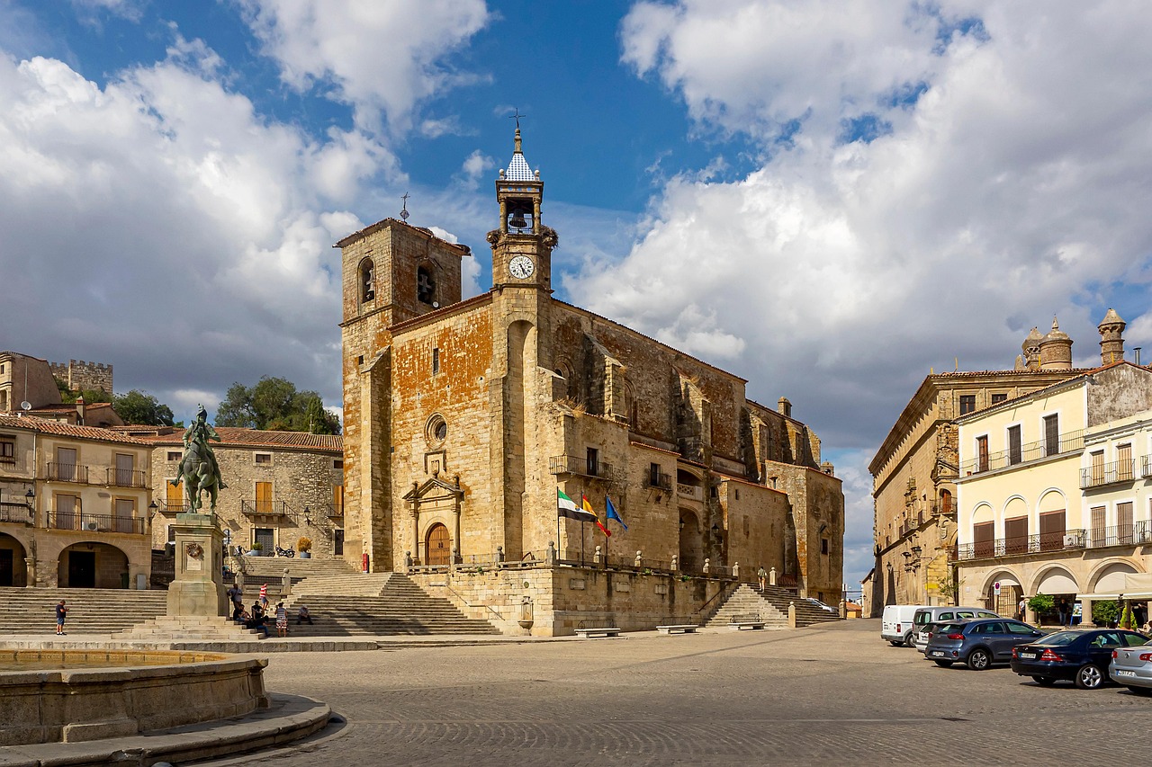 plaza mayor de trujillo, church, square, statue, town, old church, landmark, historical, building, facade, architecture, urban, trujillo, spain, trujillo, trujillo, trujillo, trujillo, trujillo