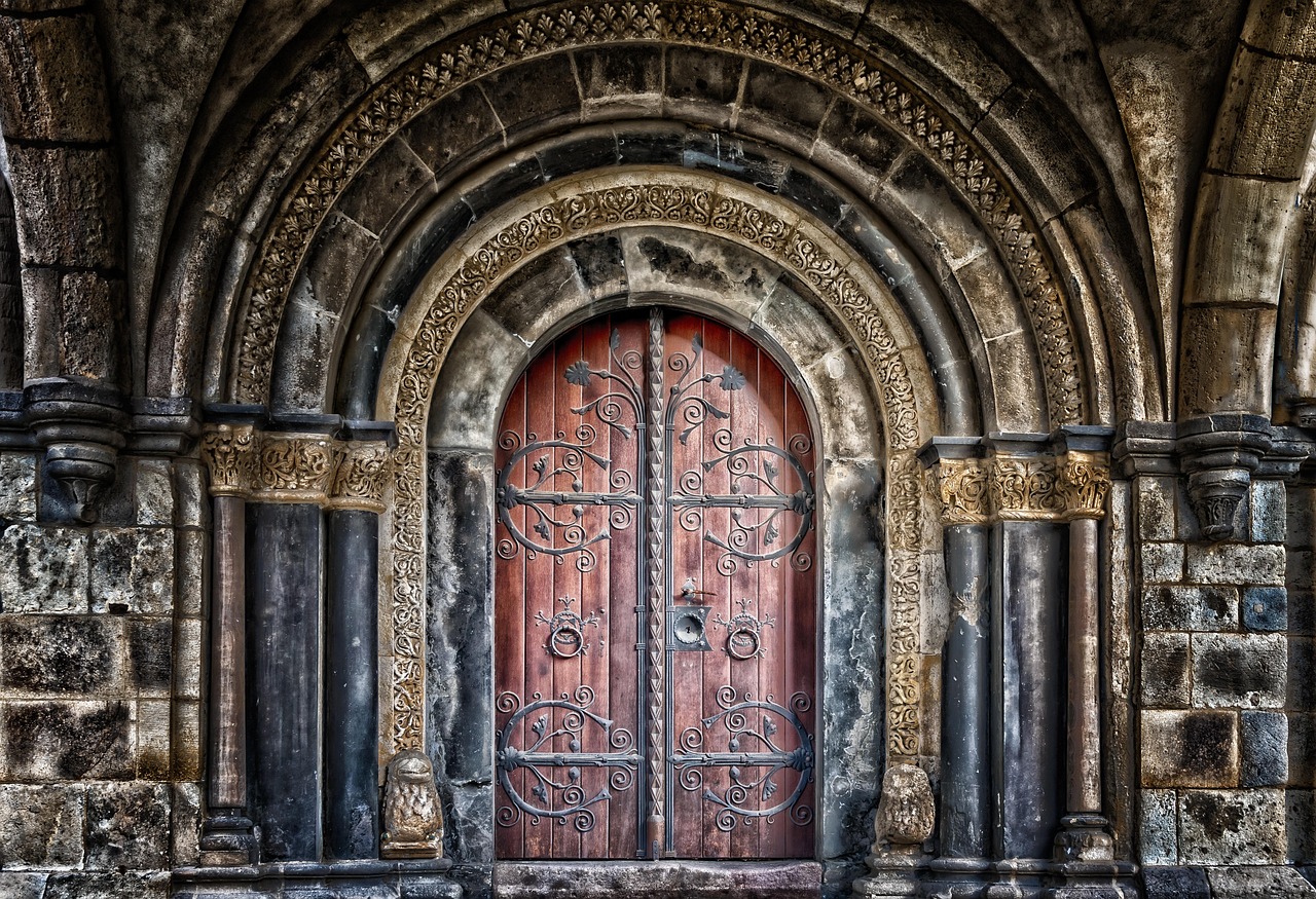 gate, portal, door, entrance, old door, old, old gate, access, inlet, locked, to, historical, blocked, rustic, decorated, facade, secret, artful, ornament, building, massive, opening, exit, antiquity, middle ages, mysterious, behind it, ancient, monastery, abbey brauweiler, germany, gate, door, door, door, door, door
