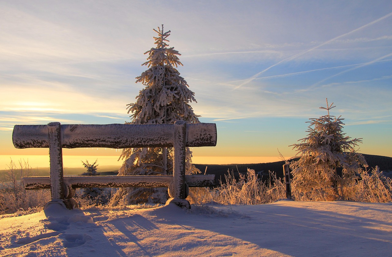 fichtelberg, nature, ore mountains, bank, sunrise