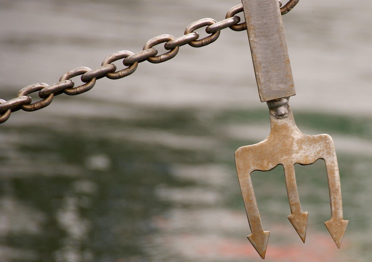 ship, nature, spear, neptune, anchor, poseidon, trident, chain, iron, iron chain, water