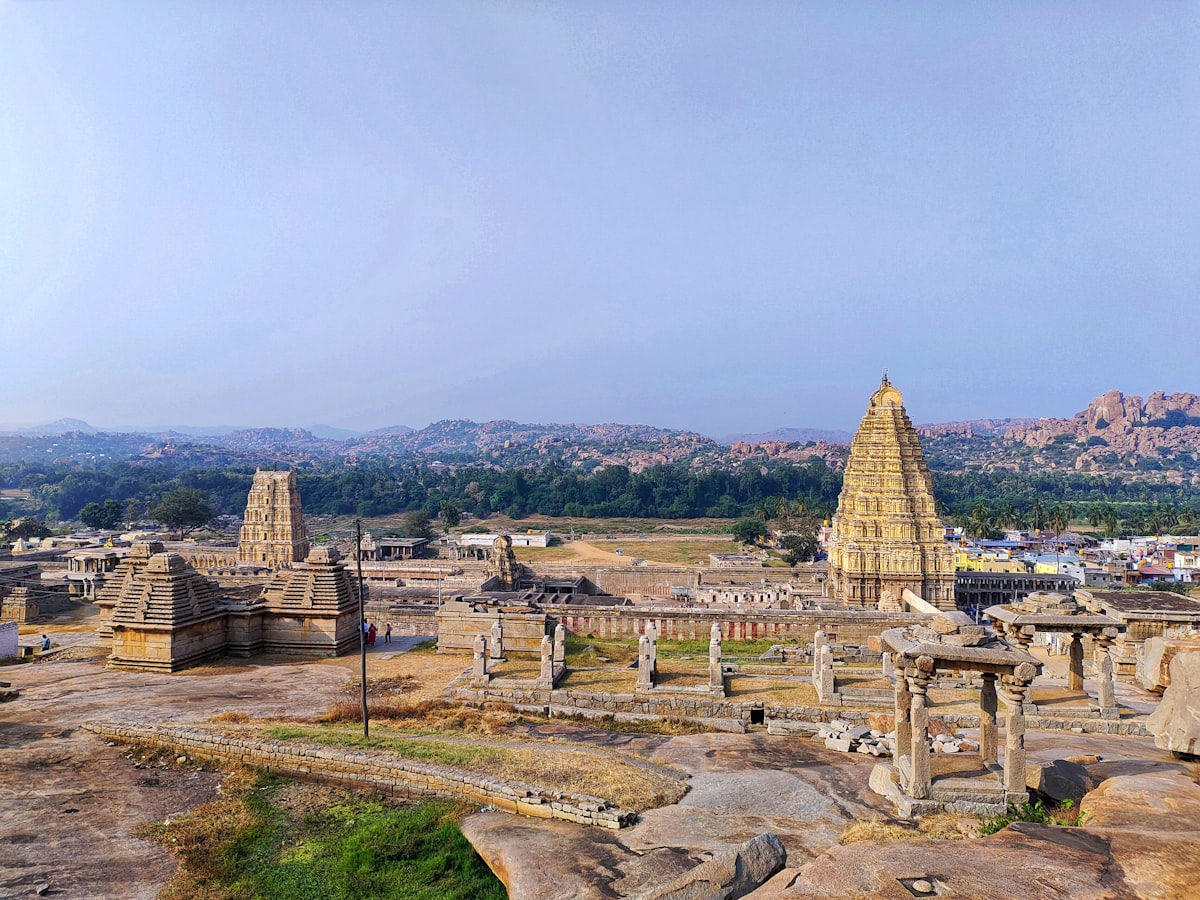 An aerial view of the ruins of a city