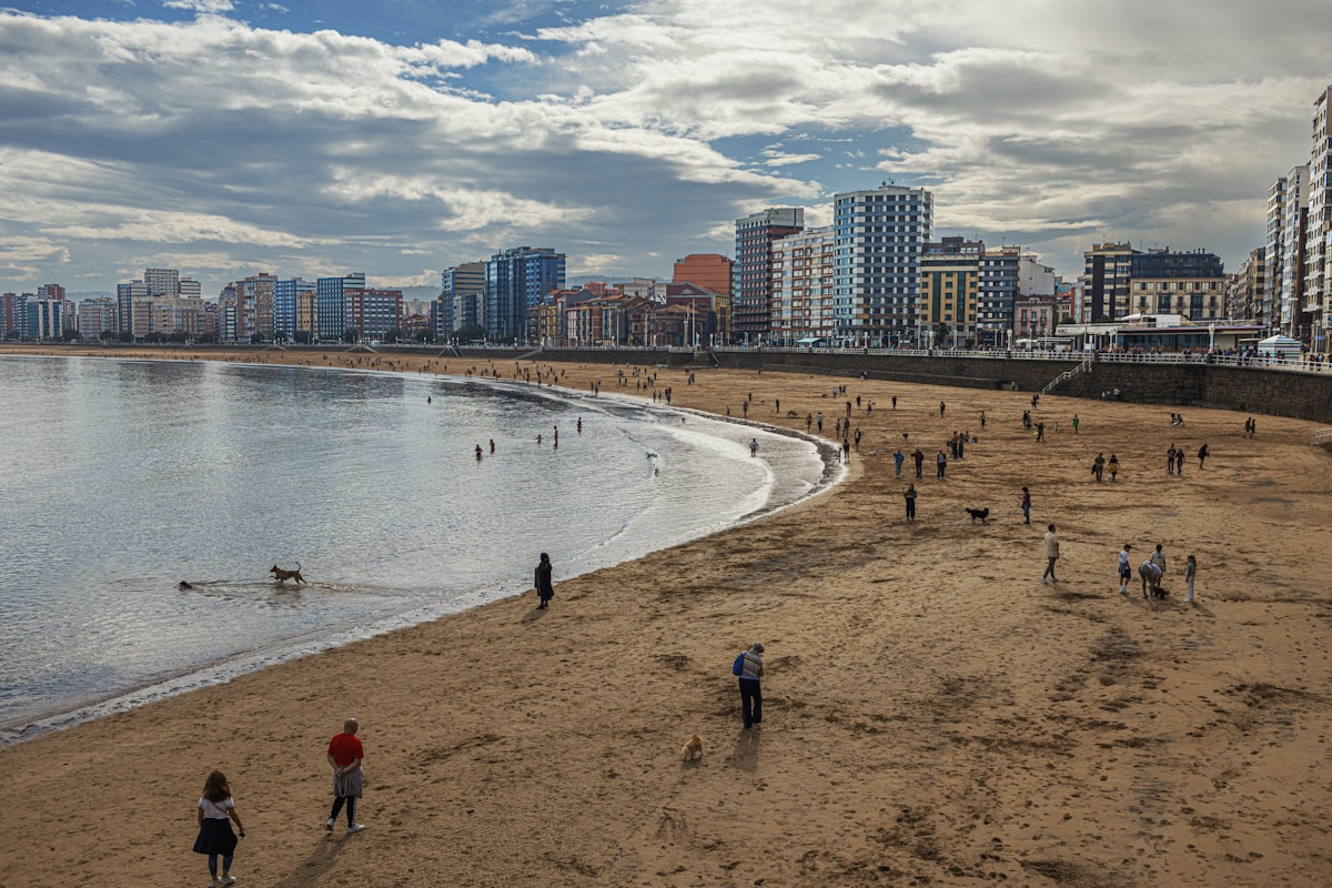 People enjoying a sunny day at a crowded beach.