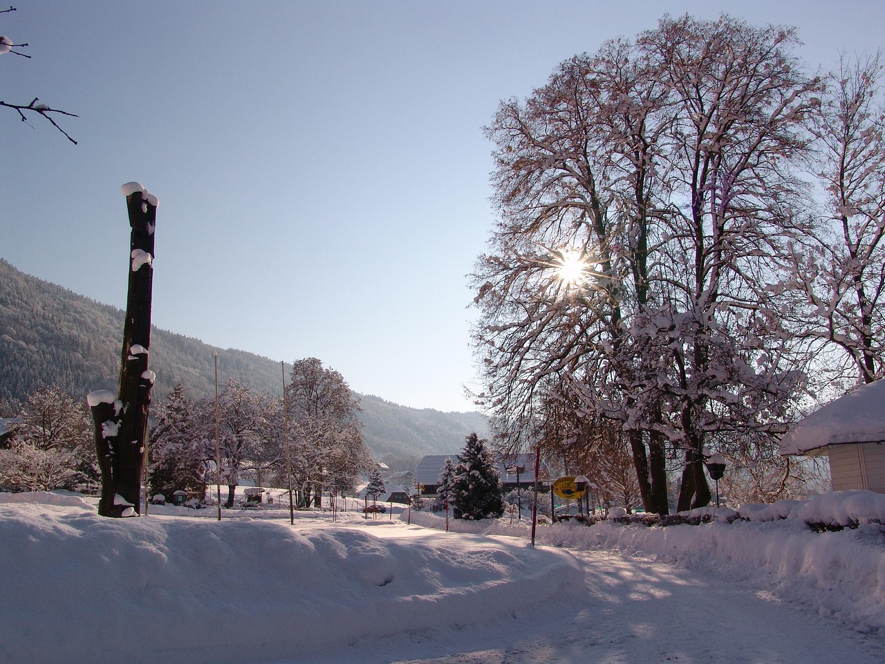 austria, ossiacher see, winter landscape