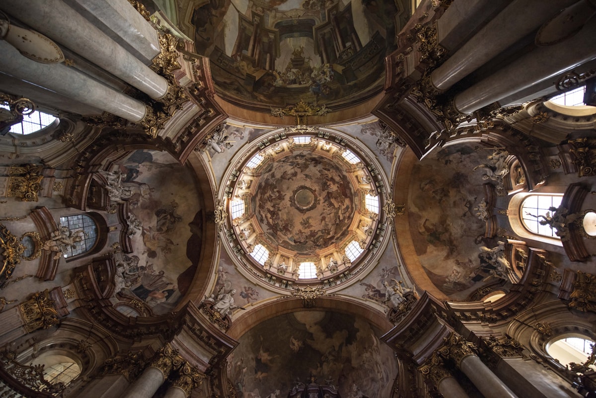 brown and beige floral architectural art