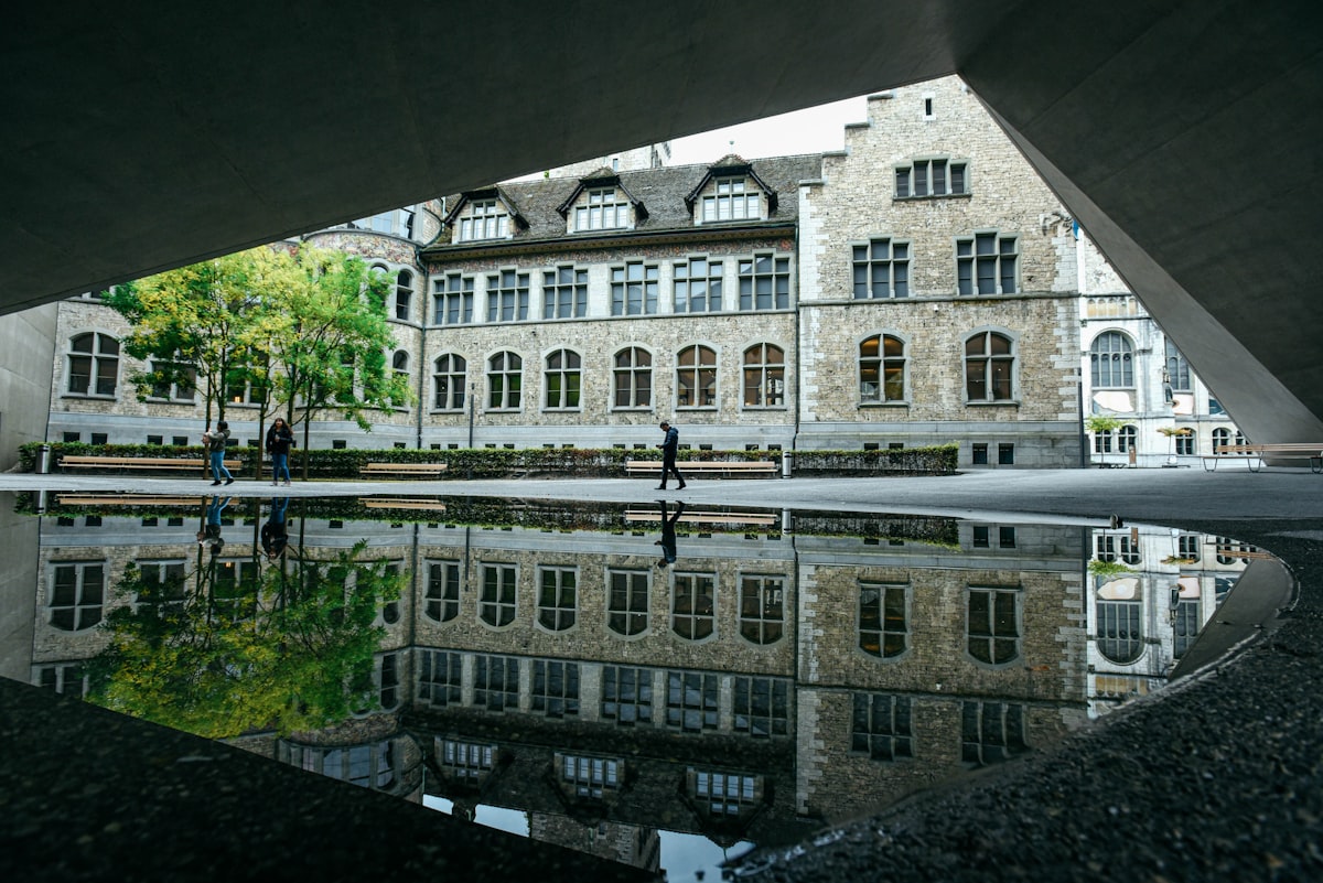 a building with a courtyard