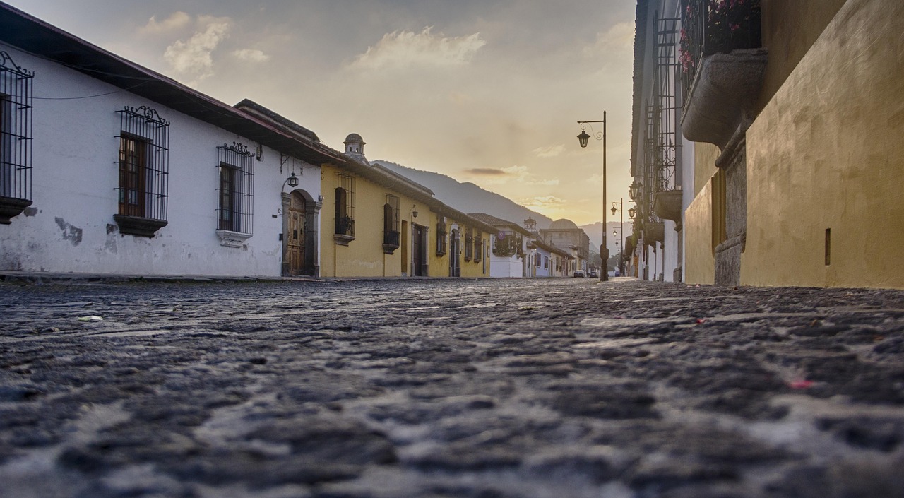 sunrise, guatemala, antiguaguatemala, nature, central america, latin america, streets, walk, colonial, ancient, yellow