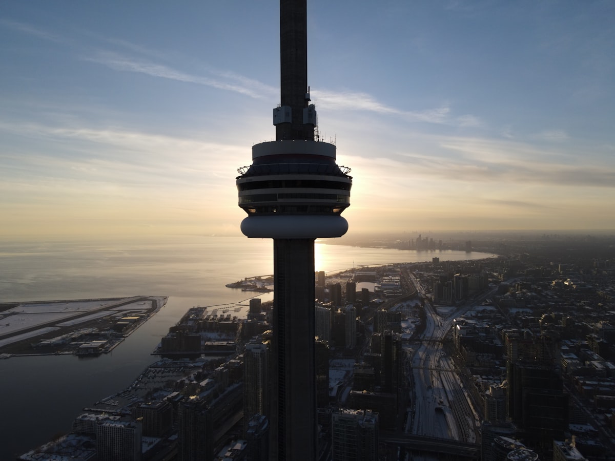a tall tower in a city