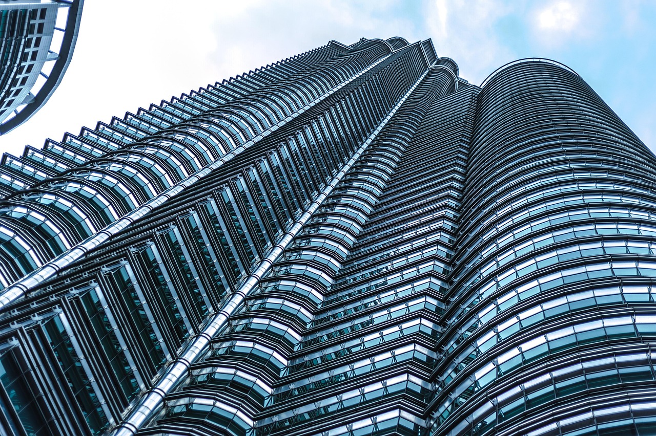 building, glass, malaysia, petronas, towers, skyscraper, kuala lumpur, asia, tall, detail, sky, twins, nature, city, modern
