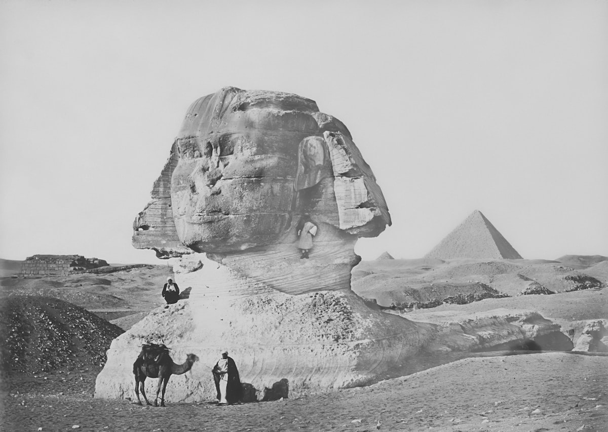 The great sphinx and a pyramid in egypt