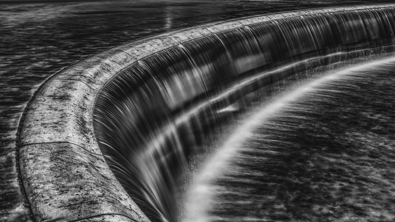 waterfall, black-and-white, water, waters, hydropower, watercourse, mystical, nature, long exposure, attraction, sightseeing, atmospheric, schleissheim