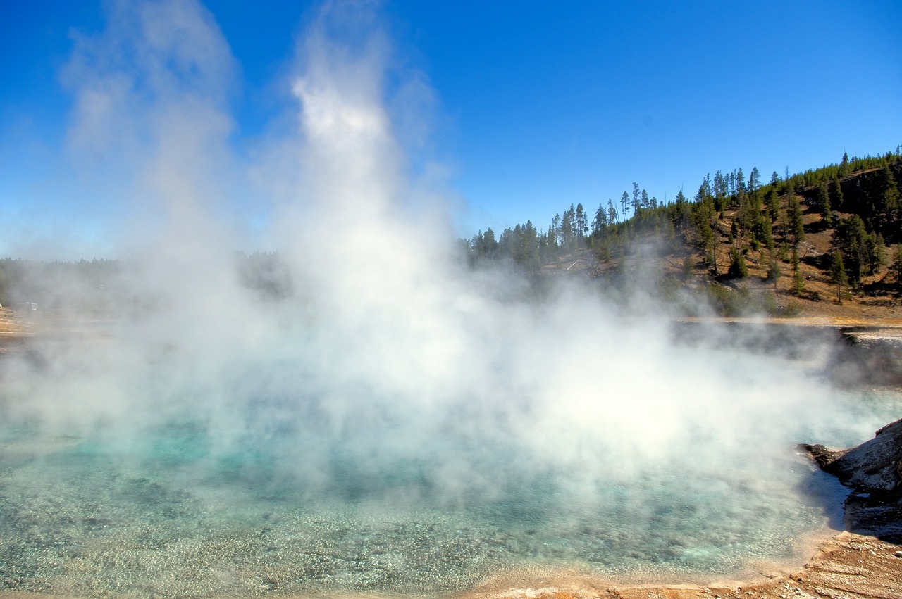 excelsior geyser crater, excelsior, geyser, spring, yellowstone, national, park, wyoming, steam, water, nature, hot, landscape, volcanic, thermal, geothermal, scenery, basin, outdoors, sky, geyser, geyser, yellowstone, geothermal, geothermal, geothermal, geothermal, geothermal