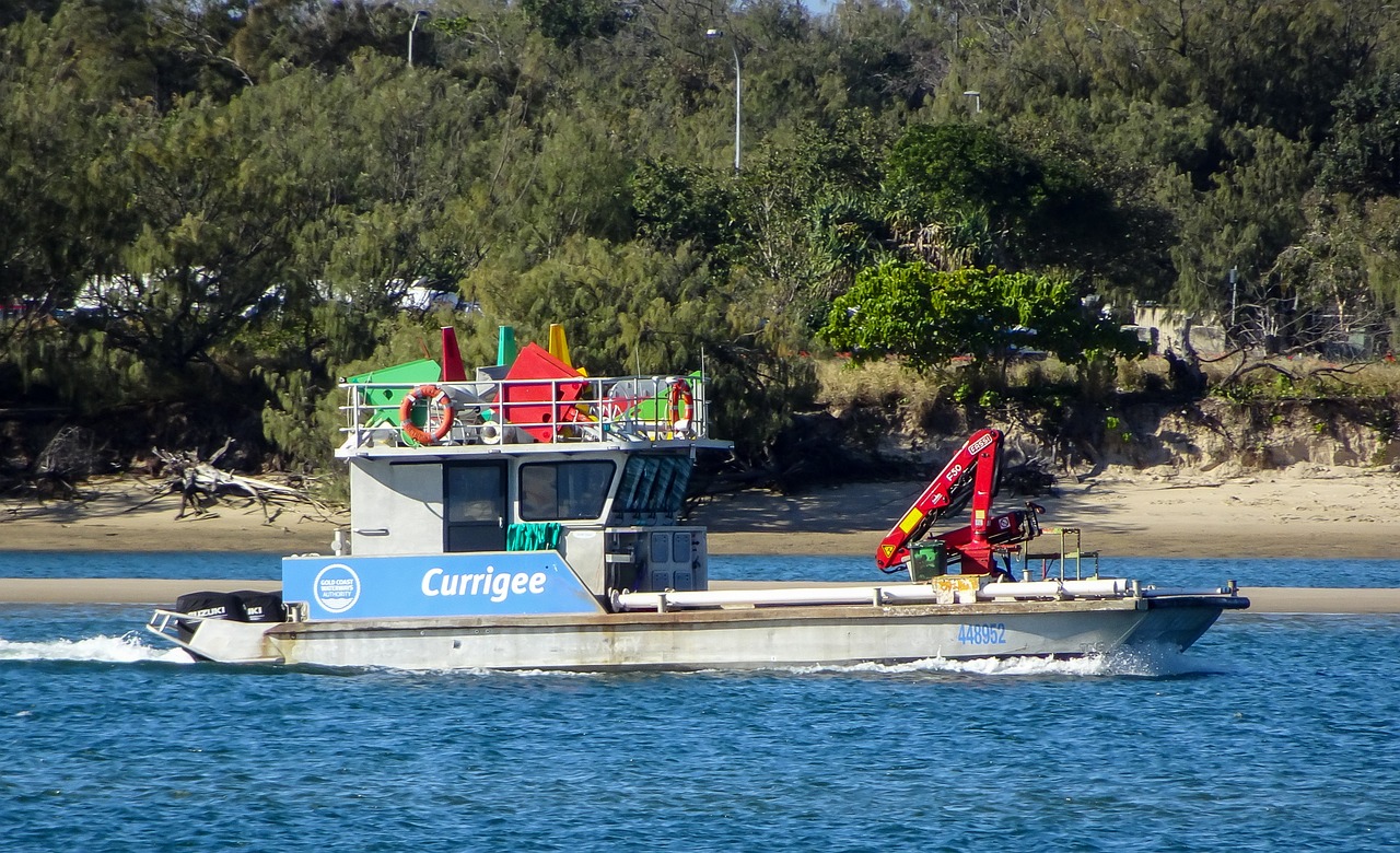 boat, craft, utility, barge, gold coast, queensland, australia, nature, coast, sea, pixabay, sunny