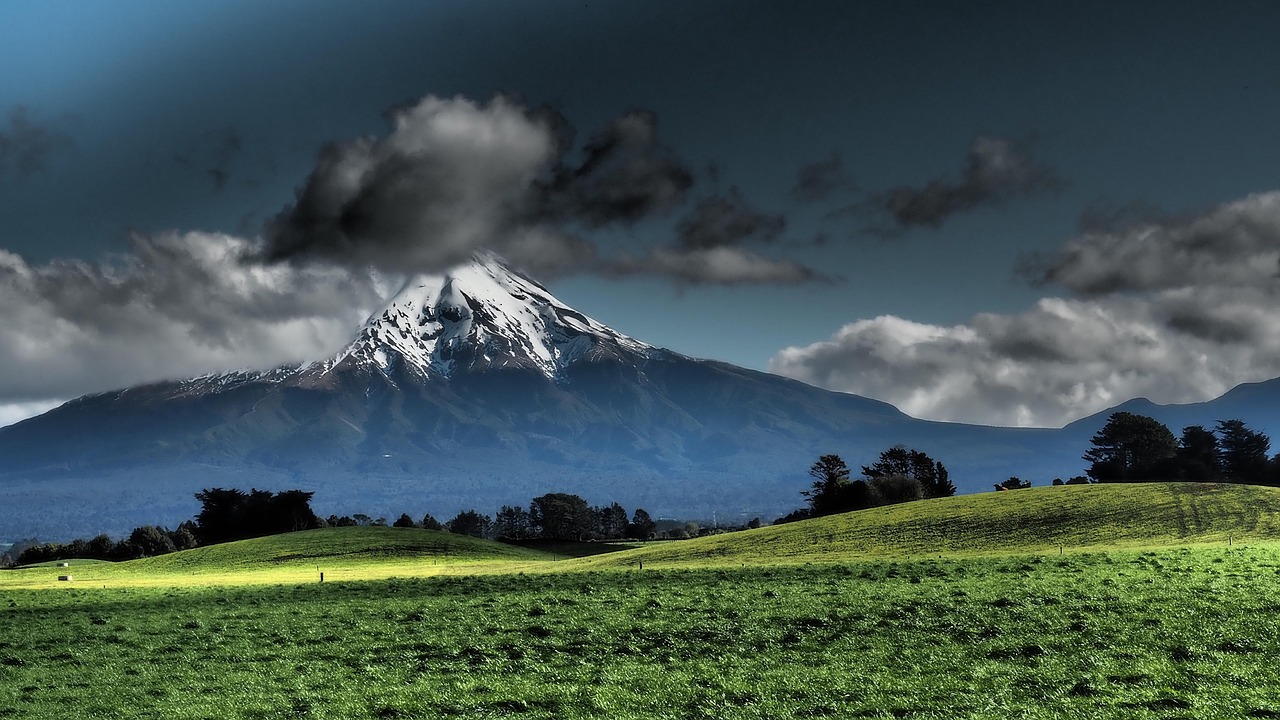 new zealand taranaki, snow, blue, mountain, landscape, rural, scenic, scenery, egmont, nature, sky, travel, blue sky, outdoor