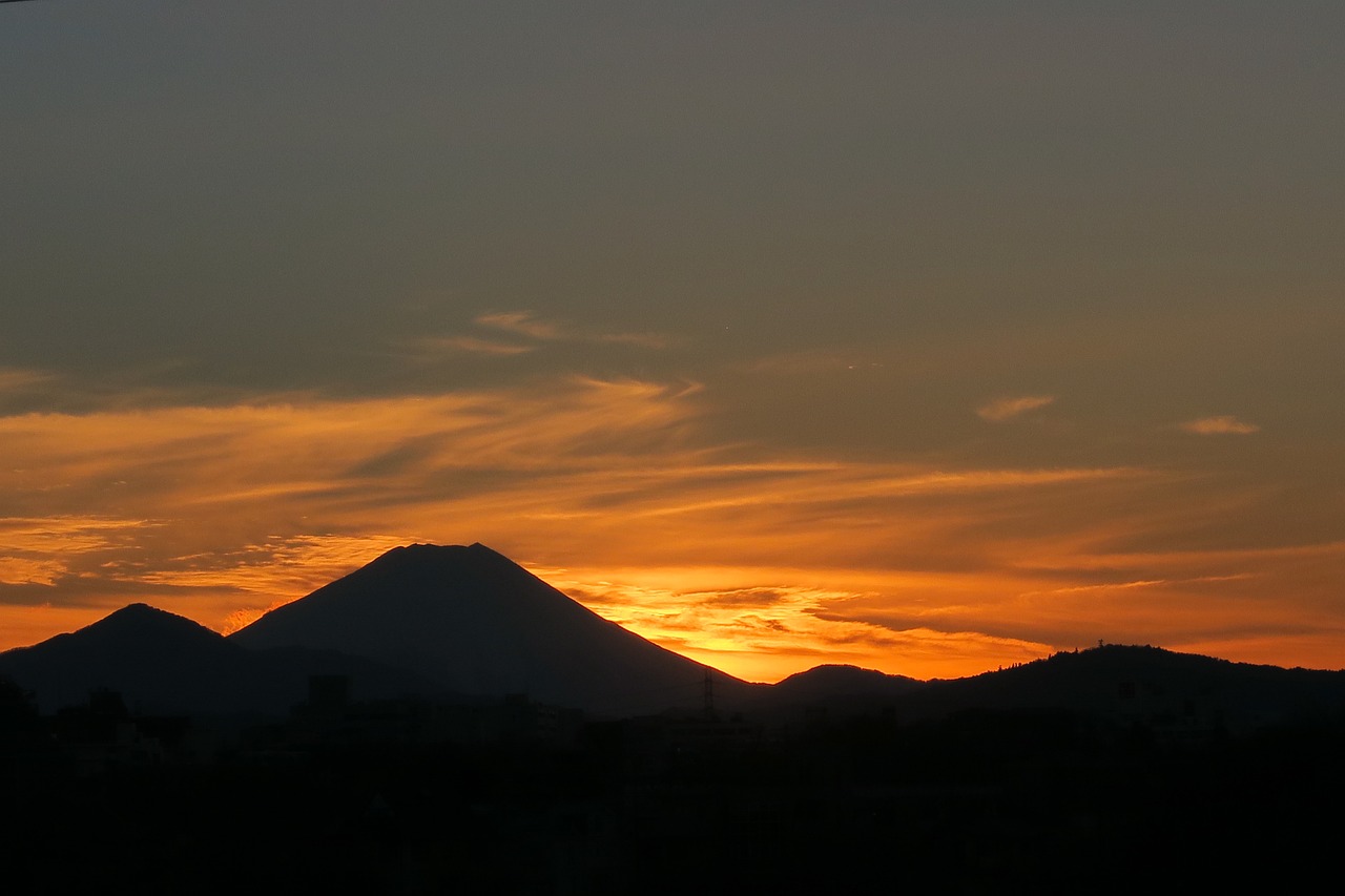 mount, fuji, sunset, japan, nature, mountains, scenic
