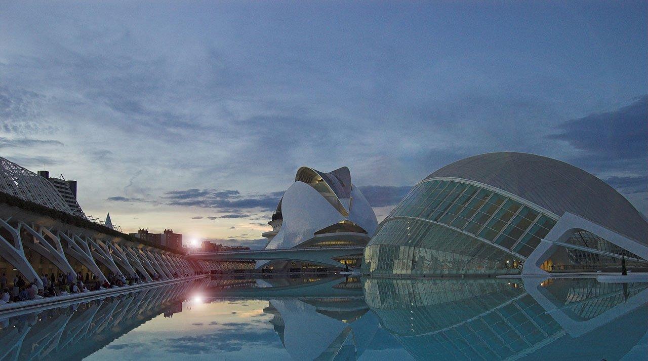 city of arts and sciences, architecture, valencia, monument, building, nature, evening, calm, sunset, arts, modern, blue science, blue calm