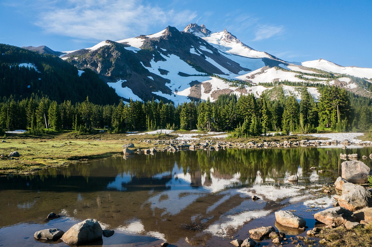 reflection, trees, mountain, nature, landscape, wilderness, environment, clouds, sky, jefferson, mt, pct, oregon, pct, pct, pct, pct, oregon, oregon, oregon, oregon, oregon