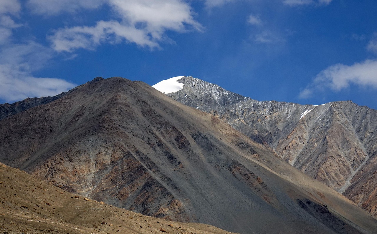 mountain, peak, karakoram, pangong road, nature, ladakh, snowclad, india