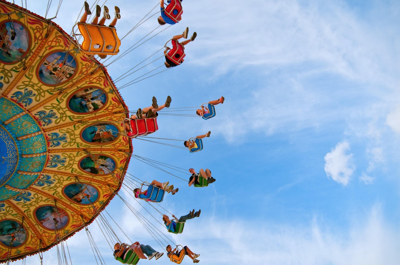 amusement park, theme park, carnival, fair, ride, blue sky, children, people, theme park, theme park, theme park, theme park, theme park, carnival, carnival, carnival, fair, fair, fair, children, children, children, children, people