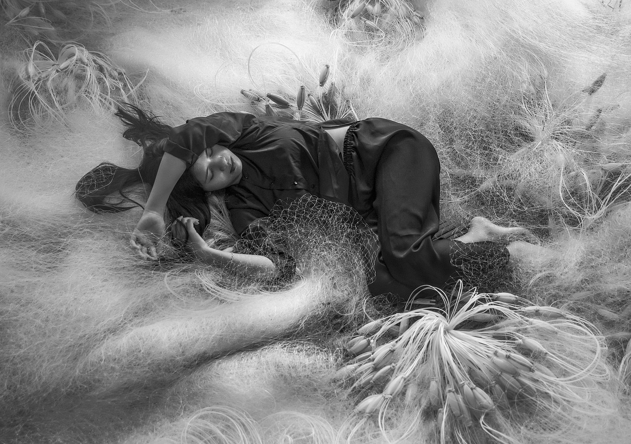 girl, sleep, fishing net, rest, model, woman, beauty, person, lying, sleep, sleep, sleep, sleep, sleep