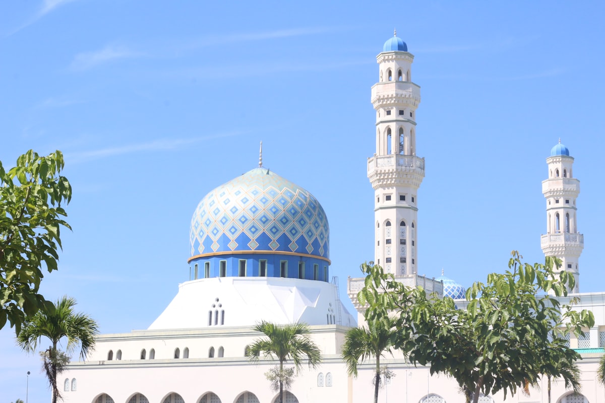 white and blue dome building