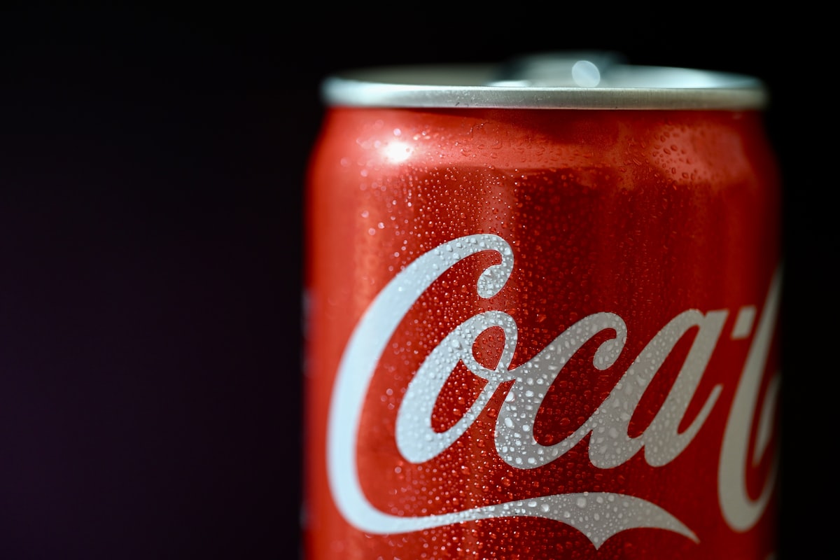 a close up of a can of coca - cola