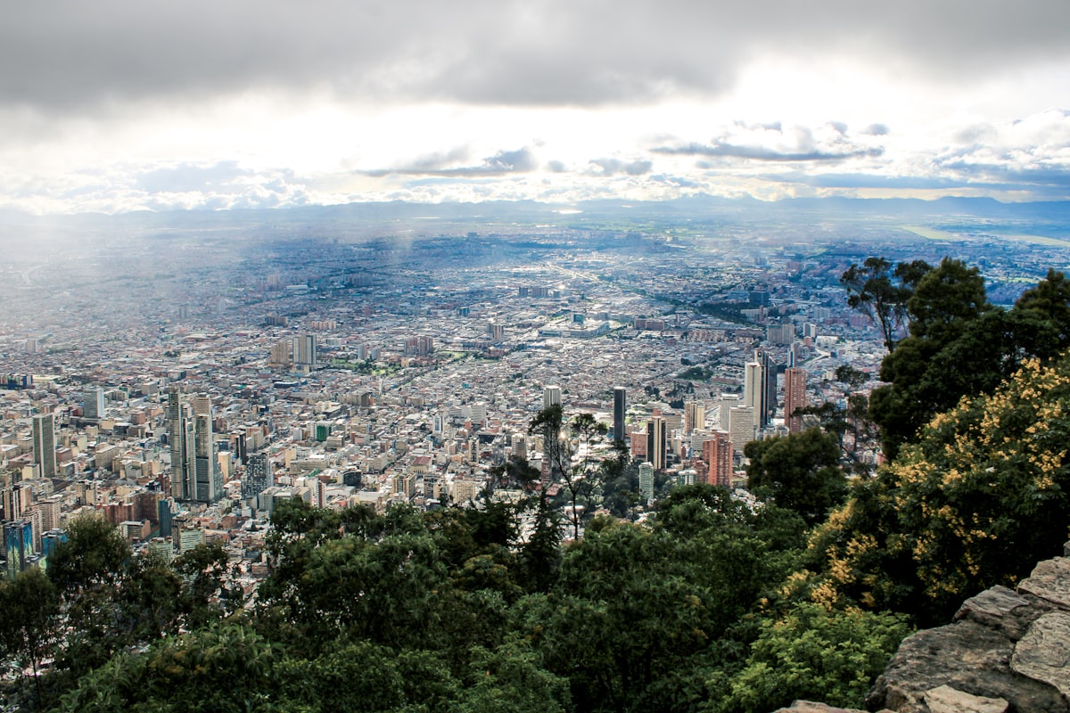 A view of a city from the top of a hill