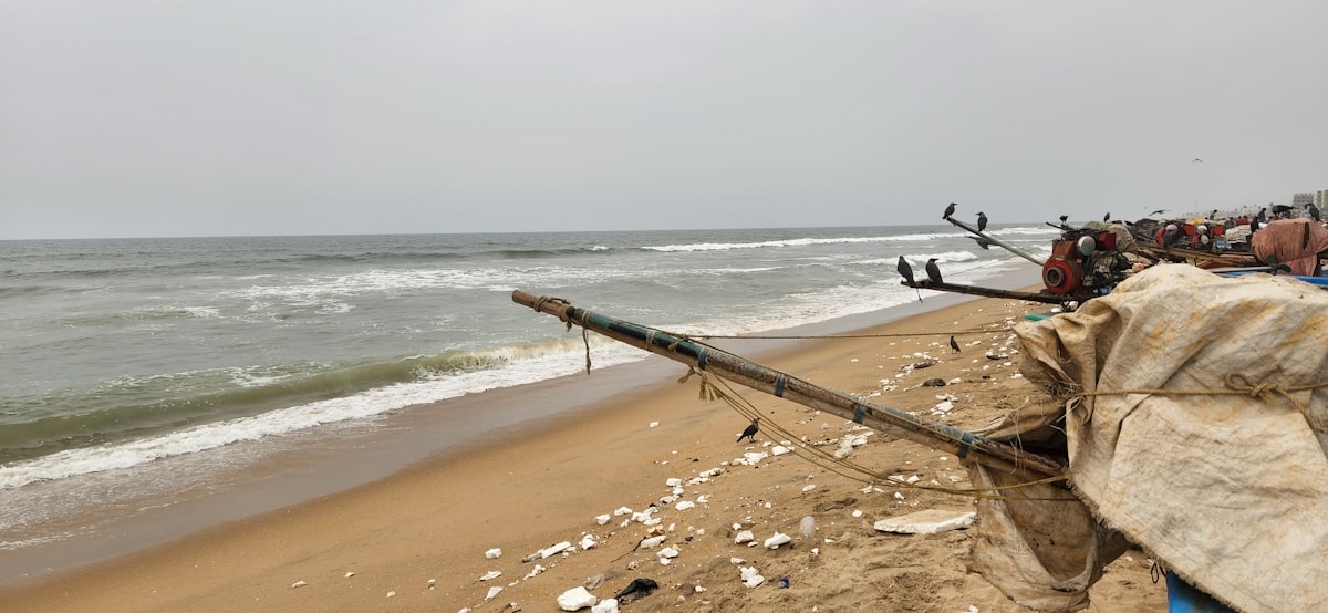 a group of boats sitting on top of a sandy beach