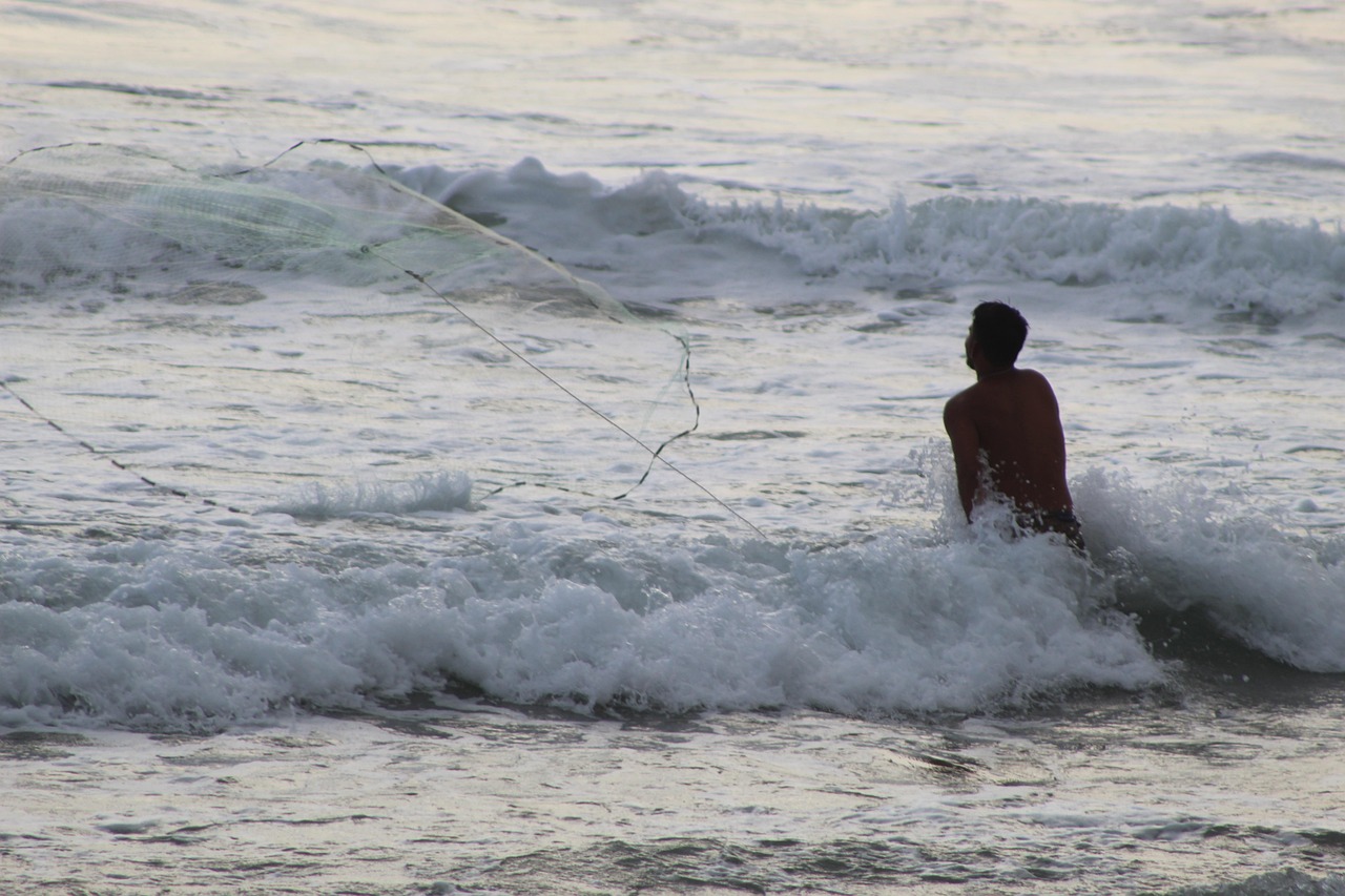 fisherman, fishing, beach, fish, sea, men, ocean, nature, blue, water, marina