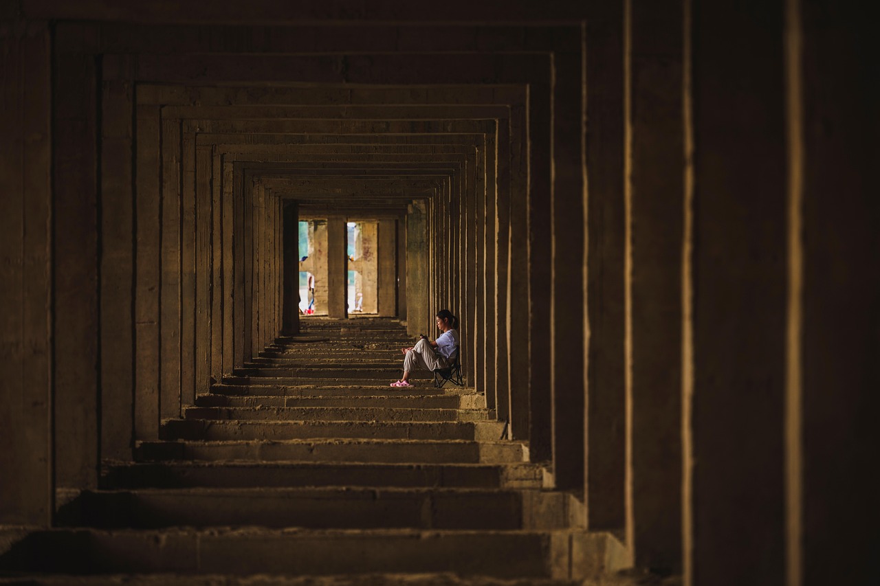 symmetry, structure, female, relax, building, lonely, bridge, lonely, lonely, lonely, lonely, lonely