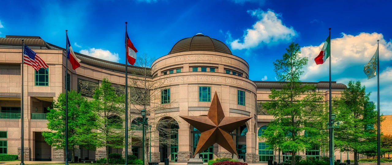 texas history museum, education, attractions, tourism, nature, landscape, austin, texas, panorama, building, sky, clouds, trees, hdr, mood, landmark, america