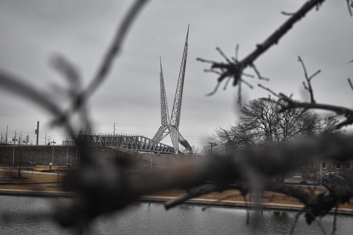 a view of a bridge over a body of water