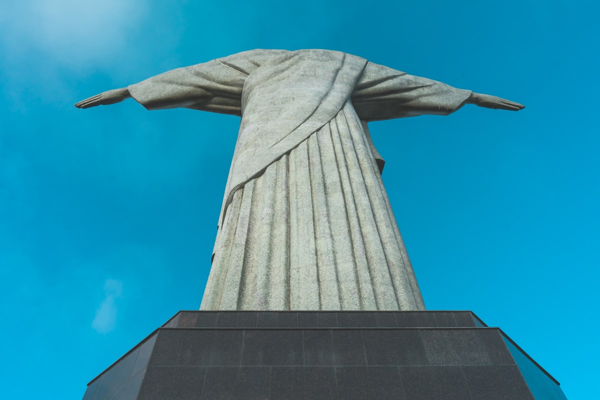low-angle photography of Jesus Christ statue during daytime
