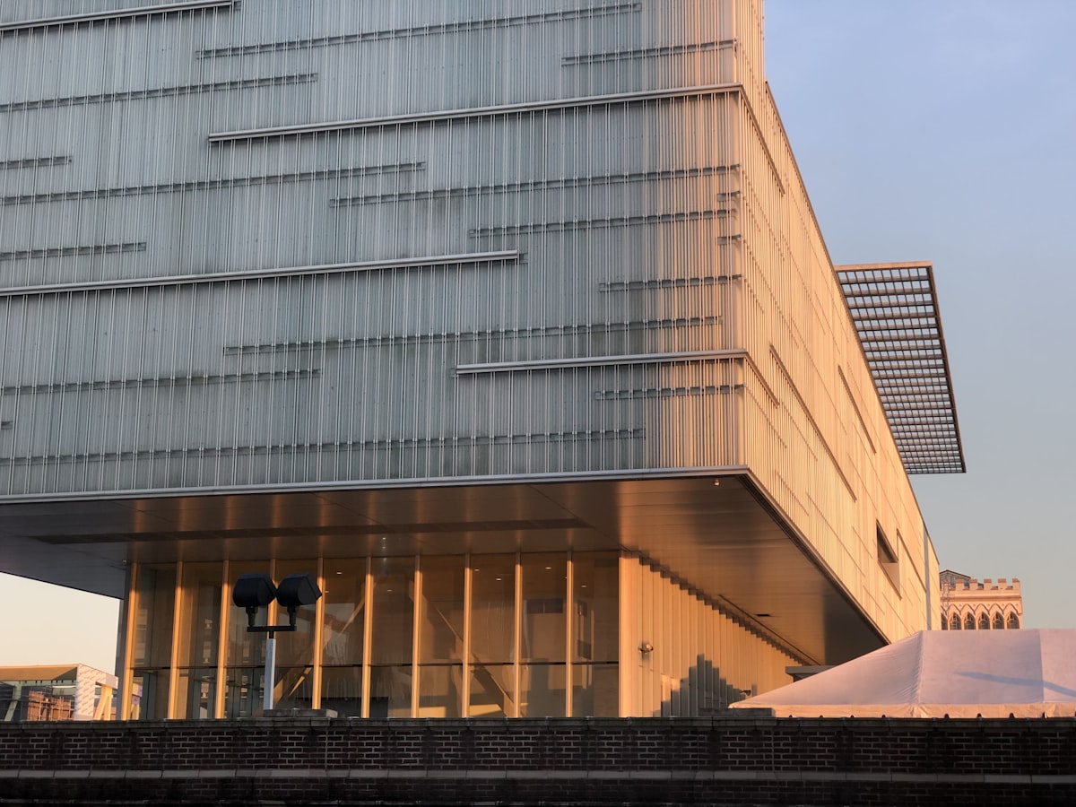 architectural photography of gray building