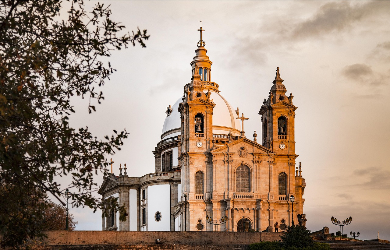 sameiro, braga, sanctuary, vista, portugal, church, nature, tourism, clouds, religion, history