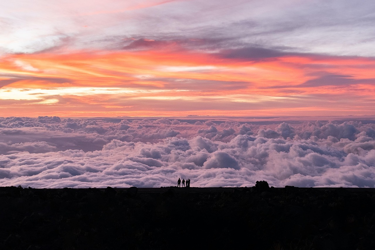maui, nature, hawaii, volcano, clouds, sky, sunset, travel