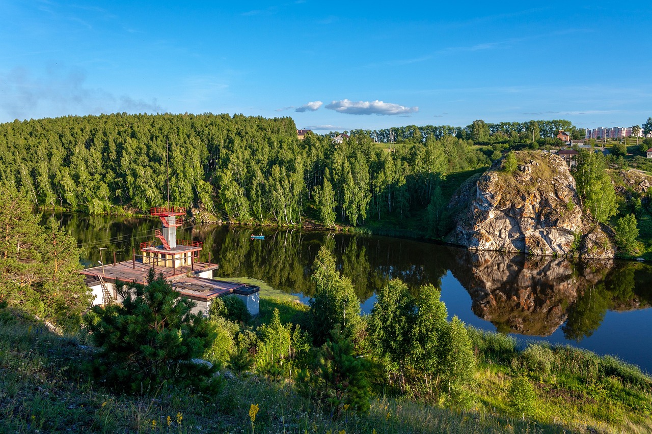 nature, river, forest, reflection, landscape, the picturesque, trees, rocks, ural