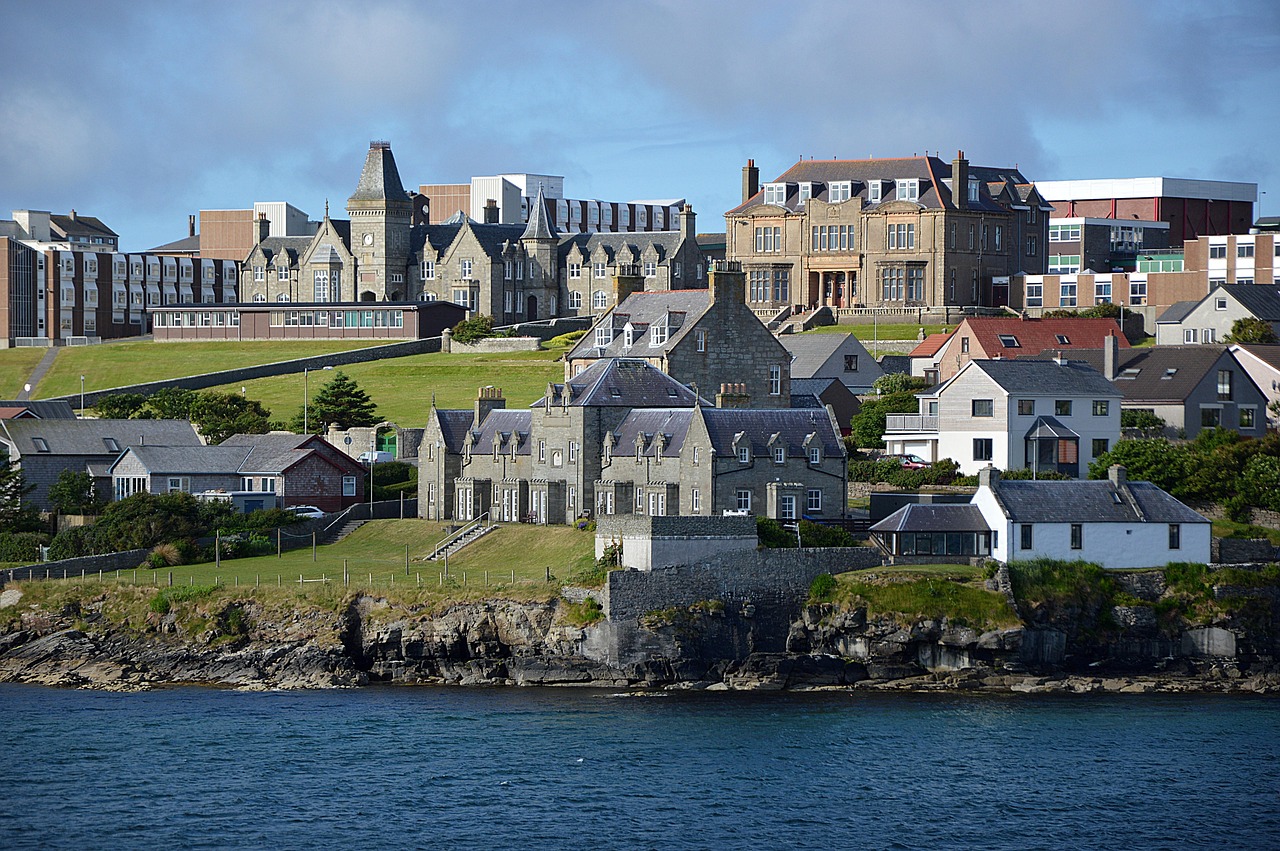 landscape, city, coast, lerwick, cityscape, island, nature, sea, shetland islands